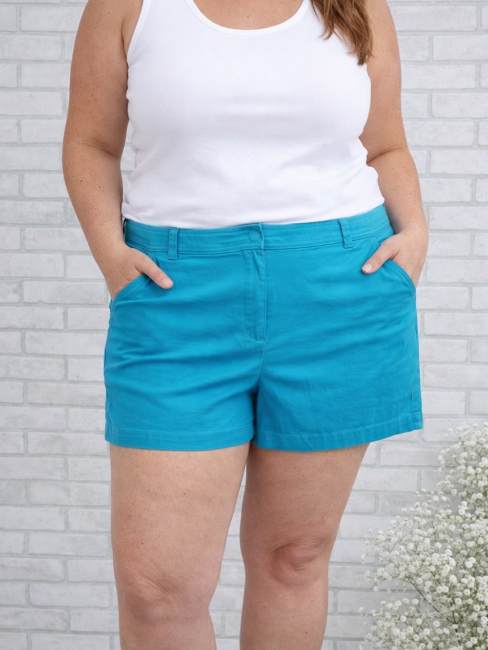 New York & Company Turquoise Cotton Blend Stretch Women's Shorts Size 16